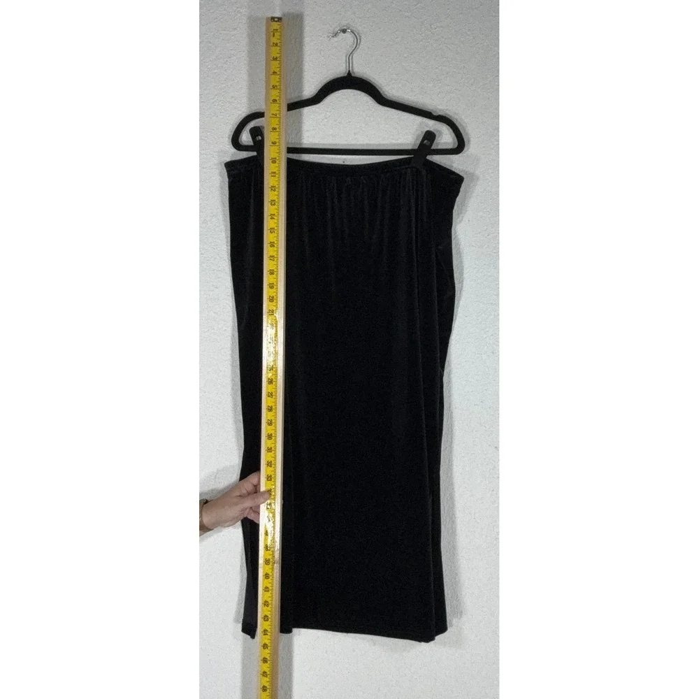 Notations Black Velvet Midi Skirt - 1X- Elastic Waist Stretch Evening Holiday
